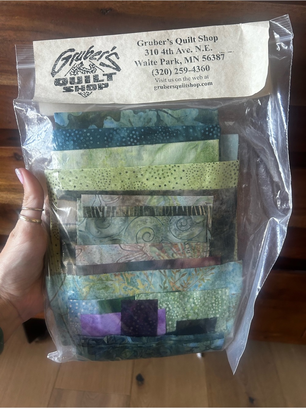 Gruber's Quilt Shop Assorted Green & Teal Fabric Scraps